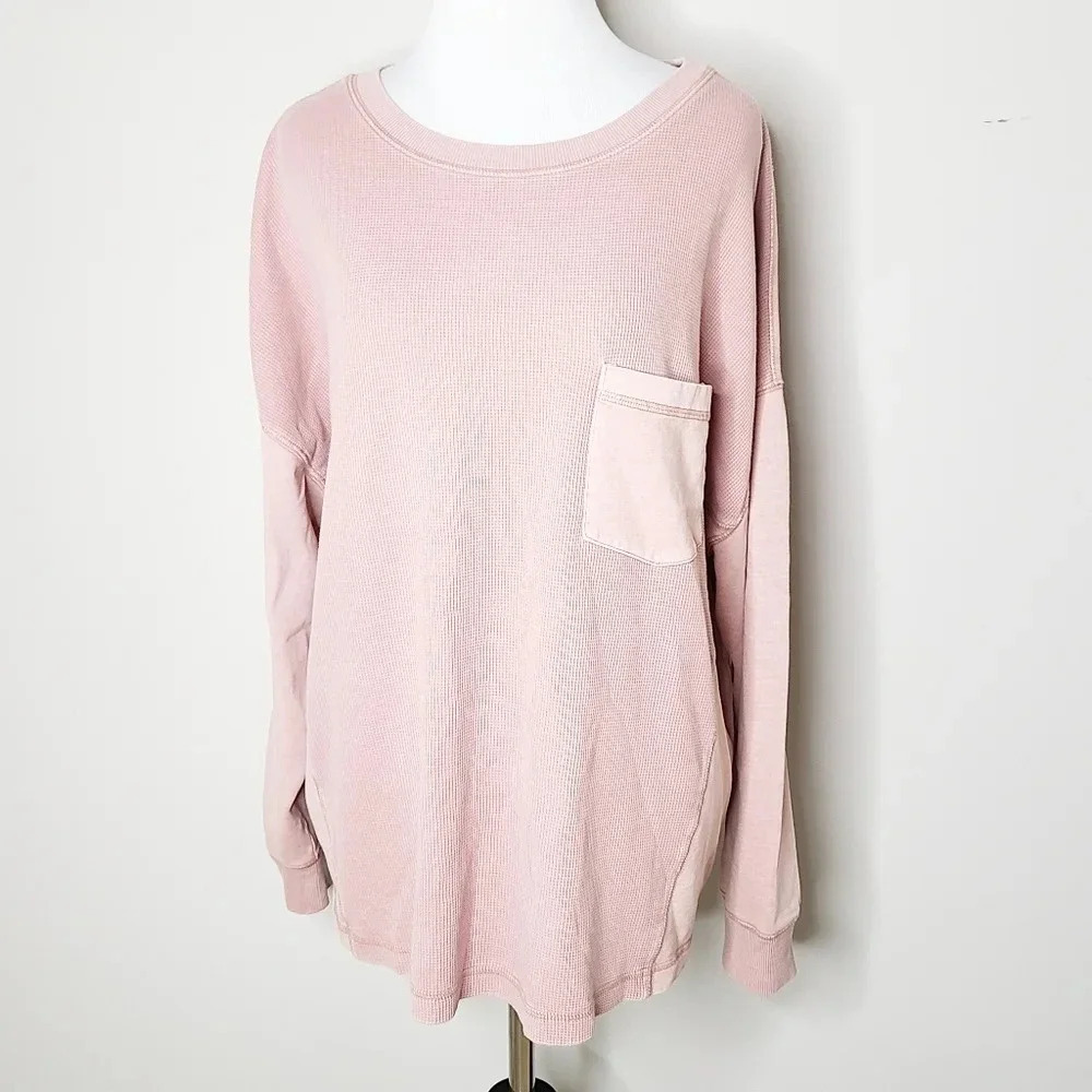NWT Wild Fable Pink Long Sleeve Pocket Top 1X
